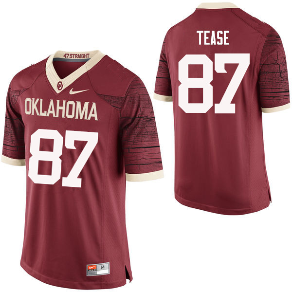 Men Oklahoma Sooners #87 Myles Tease College Football Jerseys Limited-Crimson